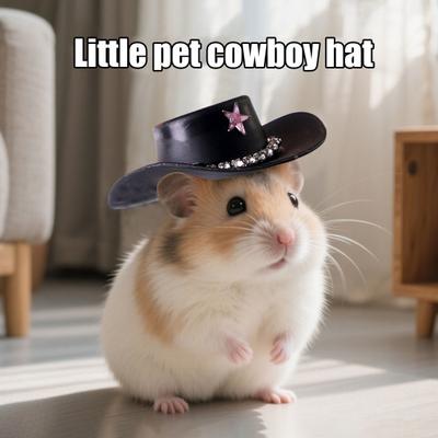 Cappelli per Piccoli Animali Criceto Mini Cappello da Cowboy Design Stella Strass Cappello per Animali Domestici Piccoli Accessori Costume per Cavia Coniglio