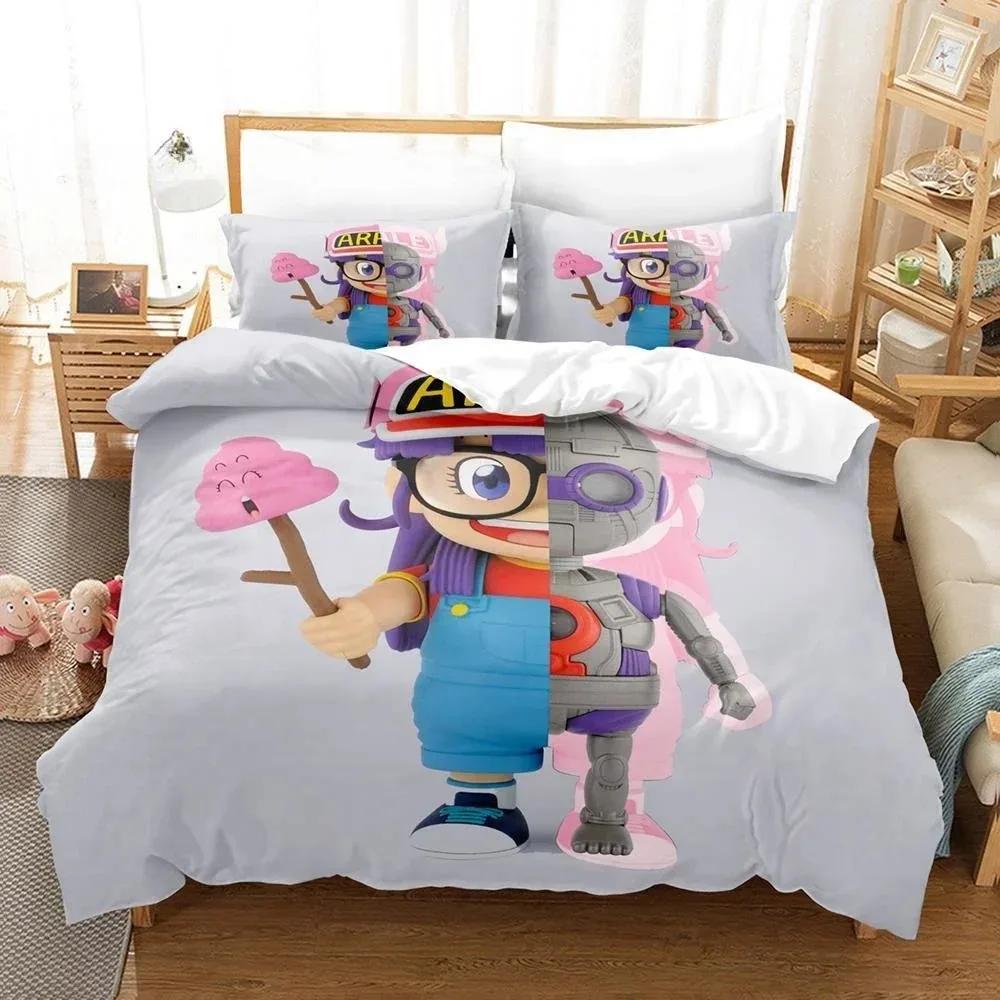 3D Cartoons Bed Sheet Set Kawaii Arale Bedding Set Single Twin Full Queen King Size Bed Set Adult Kid Bedroom Duvet Cover Sets