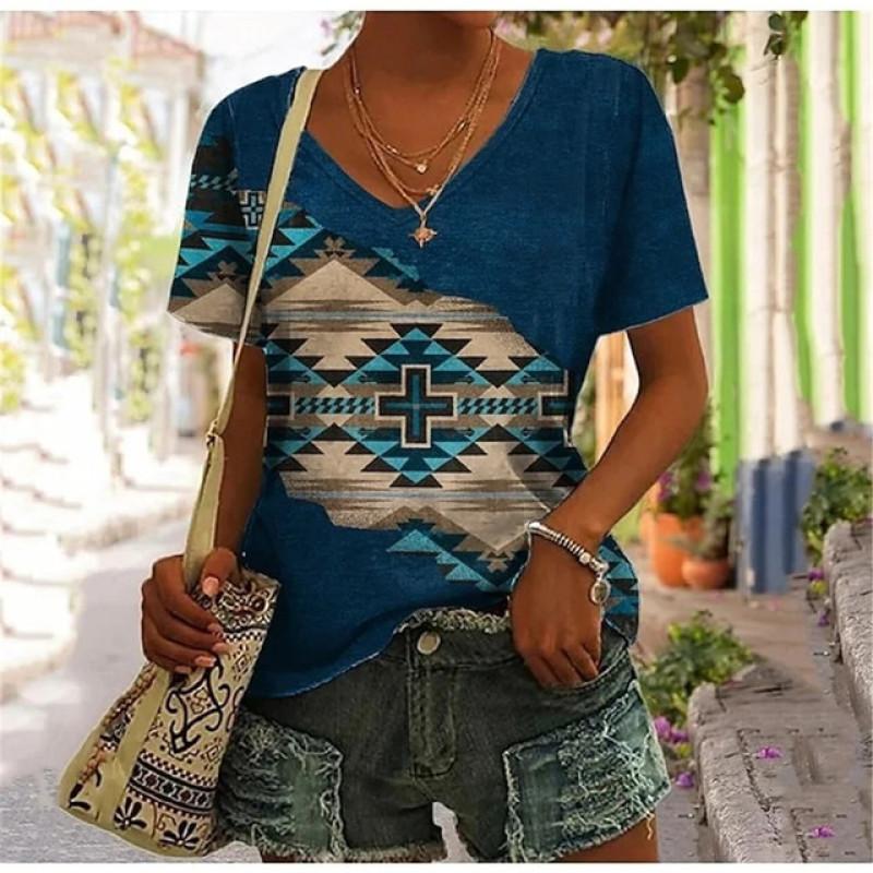 Abstract Oil Painting Floral 3D Print Summer Letter Fashion Women T-shirt Short Sleeve Everyday Tops T-shirt Harajuku Vintage