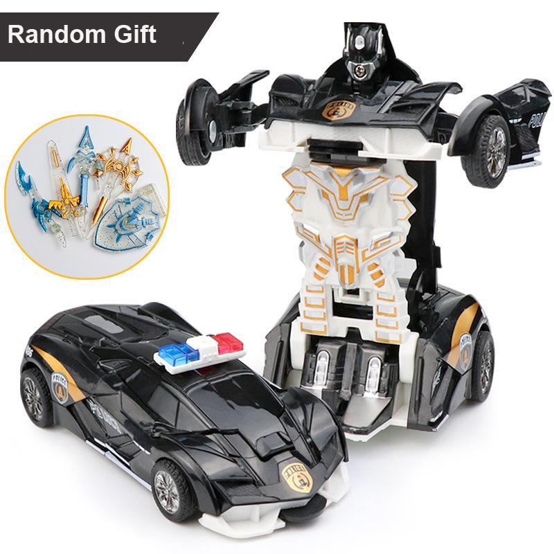 2025 New Inertial Collision Deformation Robot Car Model Toy One-Button Inertial Bugatti Veyron Toy Car for Kids Birthday Gifts