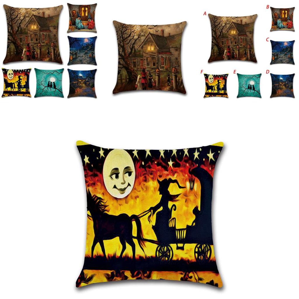 High-quality Flax Halloween Pumpkin Pillow Covers For Witch And Haunted House Decor
