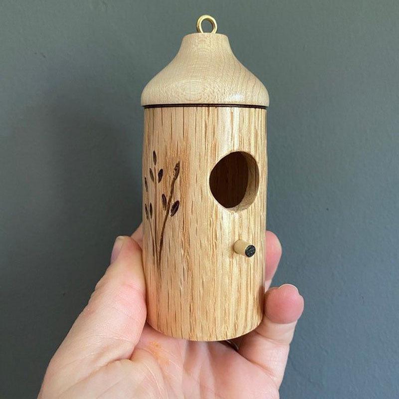 Kolibri-Haus aus Holz, handgefertigt, Ornament für den Außenbereich, Garten, Terrasse, Hängedeko