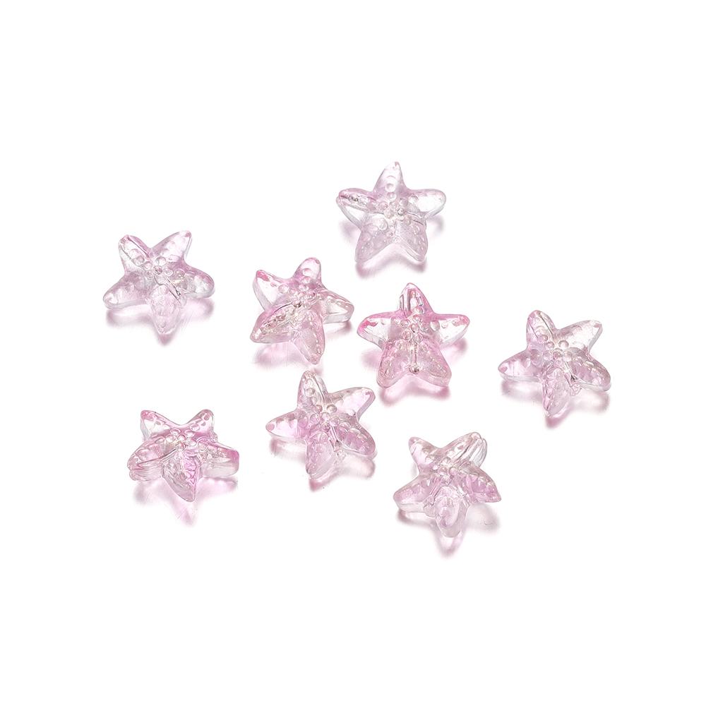 10/20Pcs/Lot 15*15.5mm Glass Starfish Shape Charm Small Loose Beads for DIY Jewelry Making Earrings Bracelet Wholesale