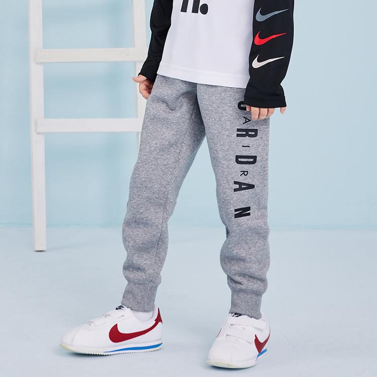 Jordan Simple Letter Logo Fleece Cuffed Knit Sports Pants Kids Bottoms Rock-Grey JD2012139GS-001