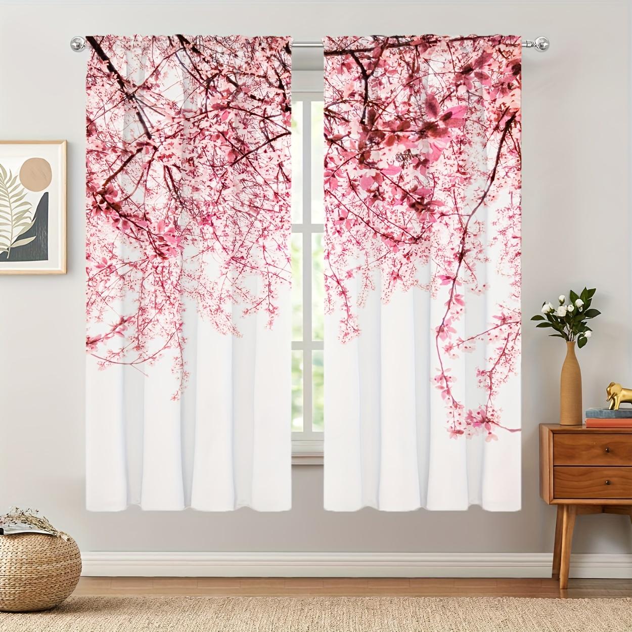 2 Stück Blaue Hintergrund Vorhänge mit floralem Schmetterlingsdruck Polyestermaterial für Wohnzimmer Schlafzimmer Arbeitszimmer Mehrszene Heimdekor 100W130H(CM)40x51in&Grommet Top