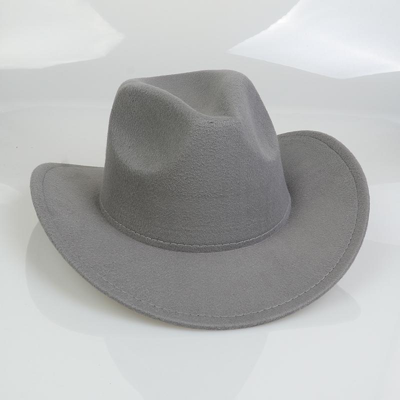 Women Men Western Cowboy Hat, Wide Curved Brim Felt Cowgirl Hat, Vintage Jazz Riding Hat, Removable Hat Belt, Head Circumference 56‑58cm