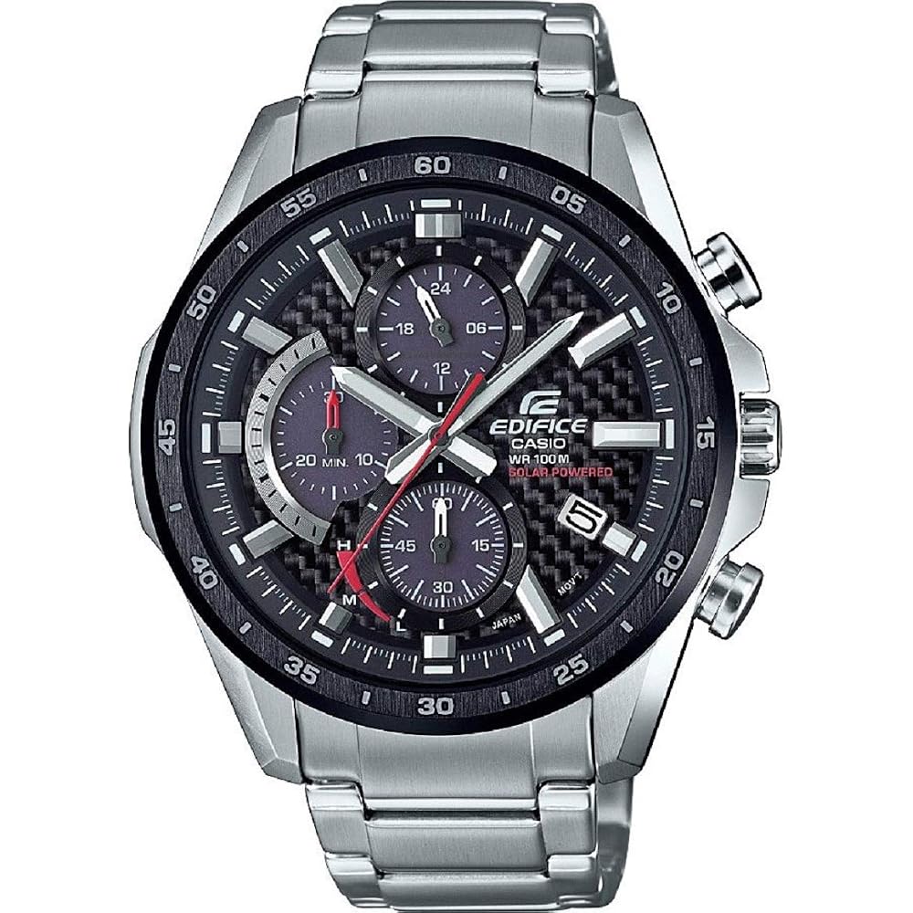 [Casio] Solar-powered EDIFICE CHRONOGRAPH Casio Edifice Chronograph EQS-900DB-1A Men s Analog Waterproof Watch Black Silver [Parallel Import]