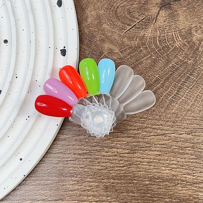 24Pcs Polish Color Chart Magnetic False Nail Tip Display Clear Color Card Polish Gel Stand Board Nail Palette Nail Glue Practice