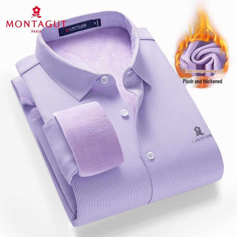 MONTAGUT Men s Fleece-Lined Thermal Stretch Knit Long-Sleeve Shirt 56