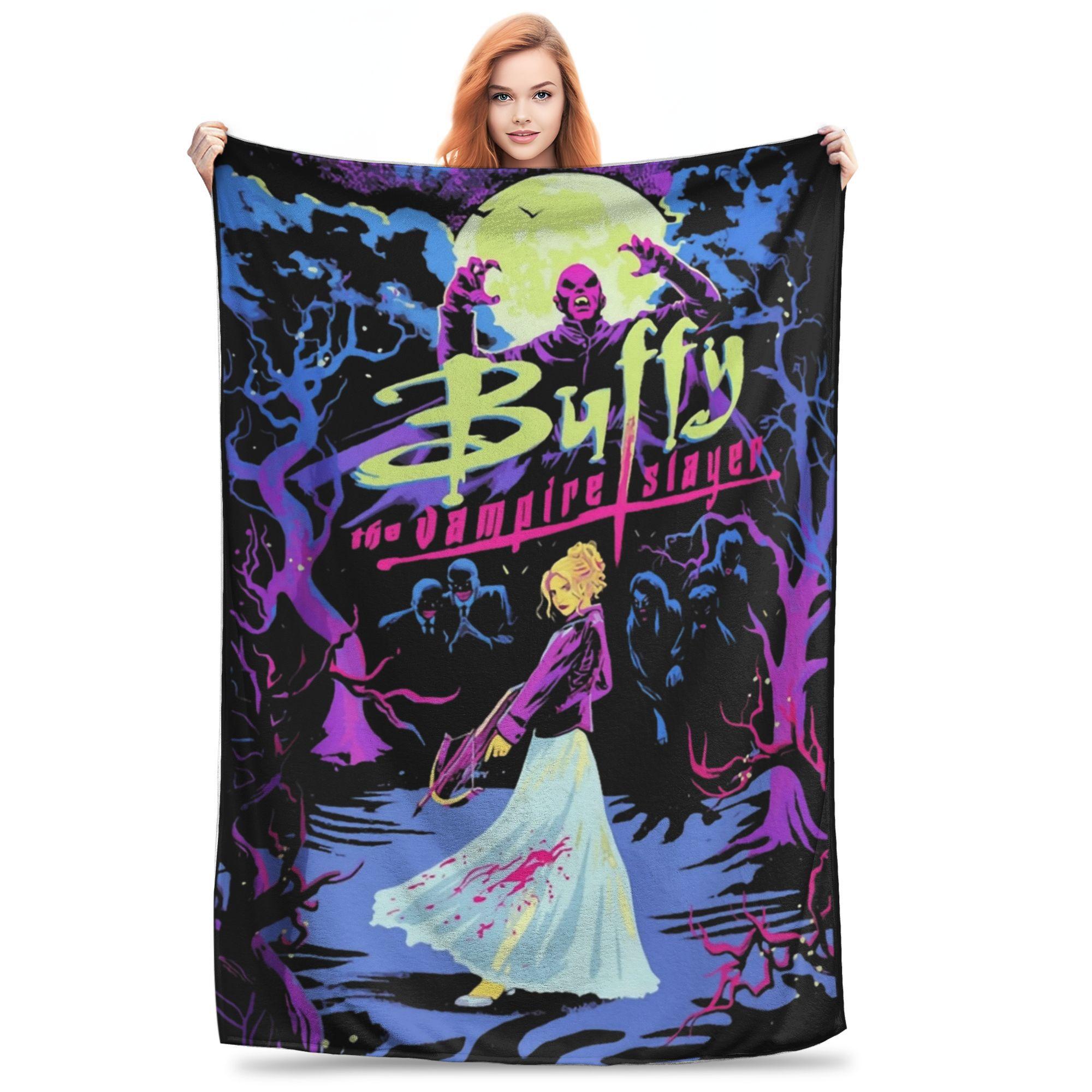 

Buffy the Vampires Slayers Throw Blanket for Couch Horror Movie Soft Fuzzy Plush Blanket Multi-size Bedspreads for All Seasons 75x90cm
