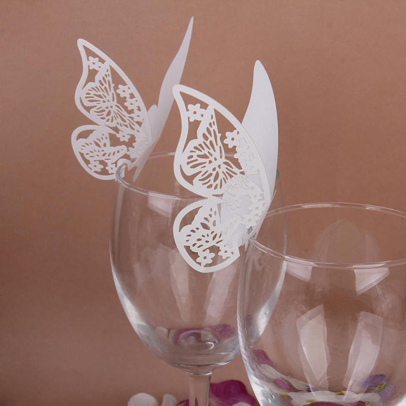 50 Pcs Table Mark Wine Glass Cards Favor Butterfly Name Place Party Wedding