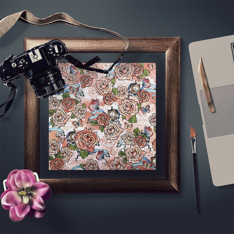 Whimsical Vintage Abstract Figures and Buildings Pattern Paper (12 Sheets)