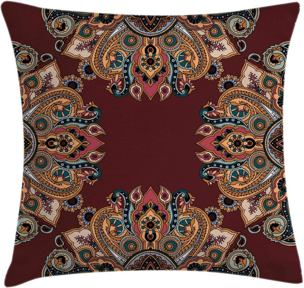 Mandala Pillow Cushion Cover Traditional Round Meditation Folk Culture Printed Decorative Square Pillowcase