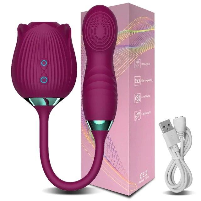 Powerful Rose-Vibrator Dildo for Women Sucker Clitoris Stimulator Mimic Finger Wiggling G-Spot Massager Adults Goods Sex Toys