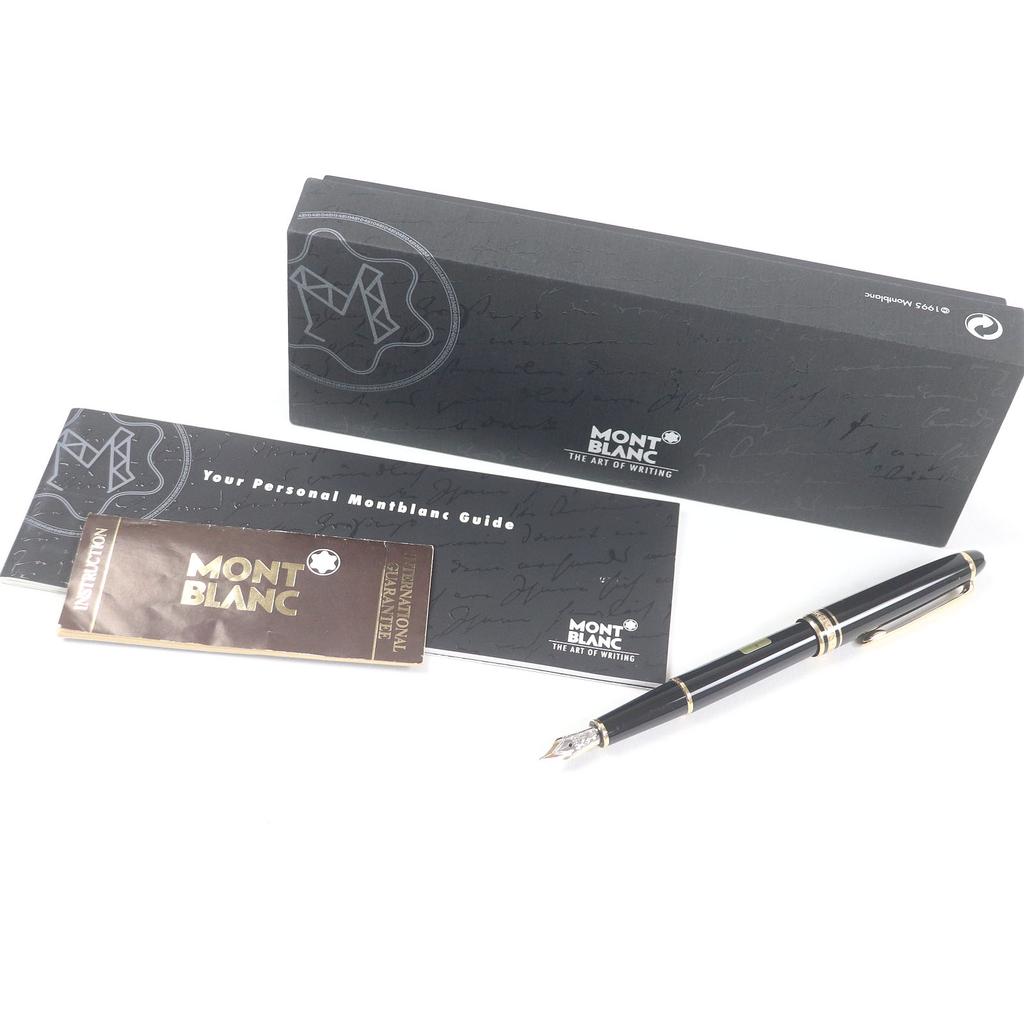 Great MONTBLANC Fountain Pen Meisterstck Classic Cap Type Black Gold 14K Mens Used