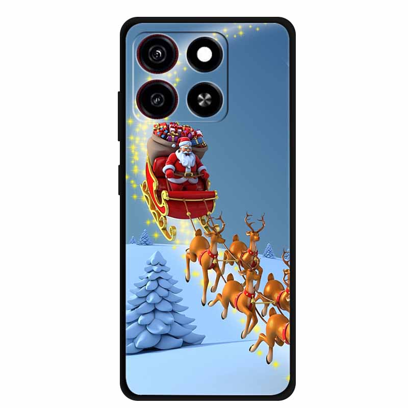 Christmas Cover For ZTE Blade A35 A55 Case Black Silicone Cases for ZTE Blade A55 Cartoon Santa Claus Christmas Tree Back Cover