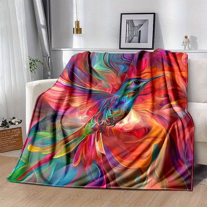 1pc Whirling Colors Hummingbird's Dance Blanket,Living Room, Travel, Camping, Car Blankets
