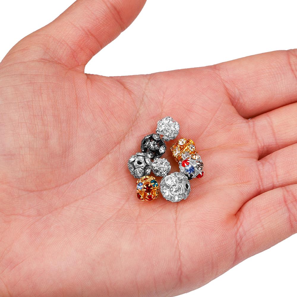 30 teile/los Kupfer Überzogene Glas Strass Ball Perle imitieren Kristall Runde Spacer Lose Perlen Für Armband Schmuck Machen Liefert
