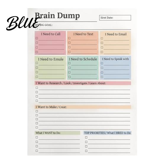 Personalized Goal Setting A5 Brain Dump Planner, Tear-off Daily Task Pad with 50 Tear Off Note Sheets, Thickened Paper Notepad for Organizing Thoughts