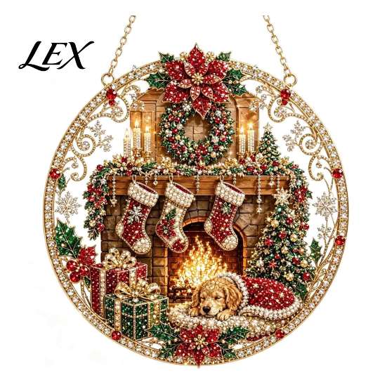 Decorative Hanging Ornaments for Home Christmas Diamond Art Ornament, 2D Acrylic Pearl Painting Seasonal Window Decorations Pattern Suncatcher,