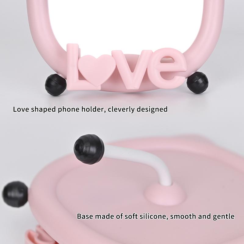 Cute Cat/Bear Ear Makeup Mirror With Phone Rack Holder Simple Table Countertop Base Use For Bathroom Desk Cosmetic Mirrors