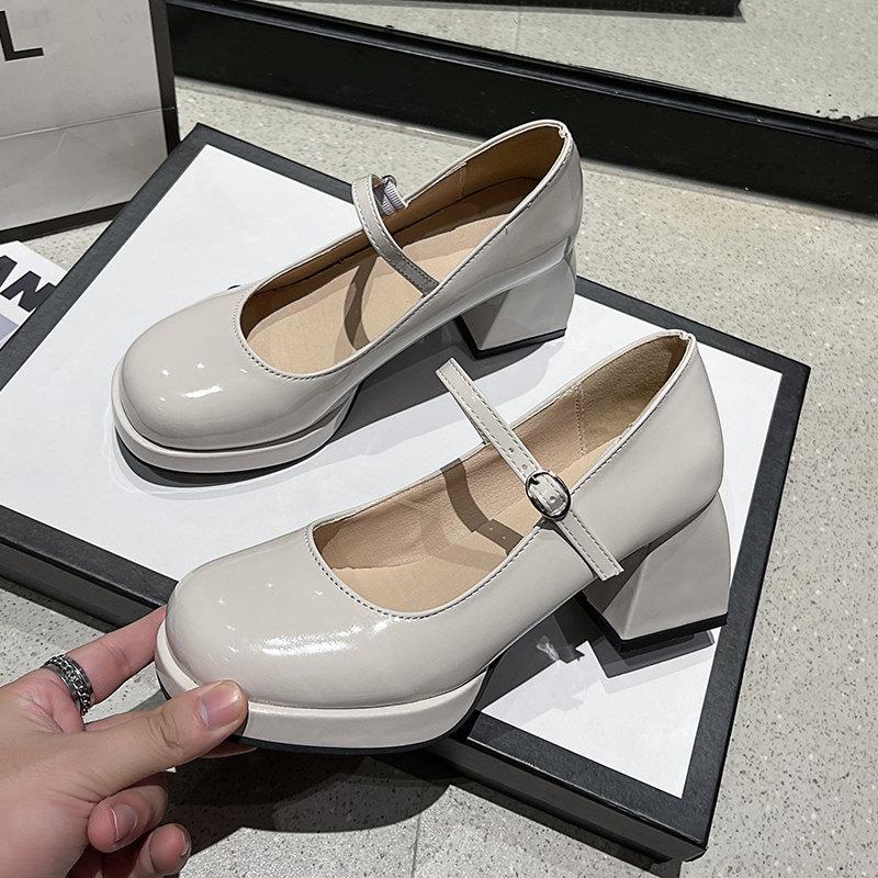 Лето Осень Женские Туфли Лолита на высоком каблуке Туфли Мэри Джейн на толстой подошве — фото 5