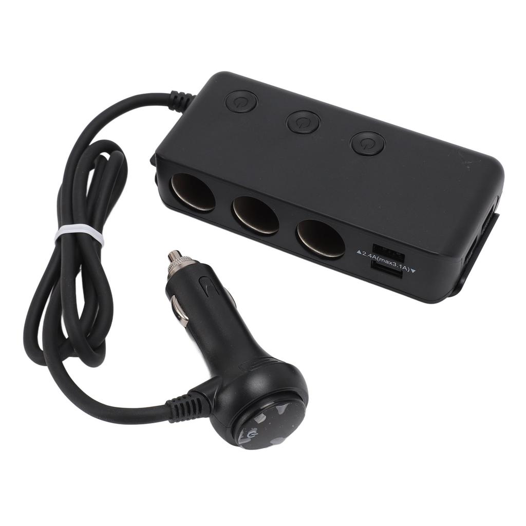 Cigarette Lighter Adapter 3 Socket 3 USB QC3.0 Multifunction Car Cigarette Lighter Splitter Power Adapter Outlet DC