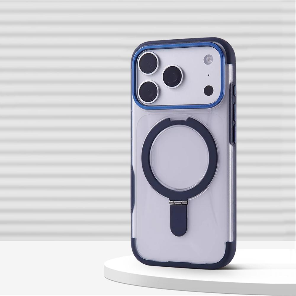 Luxury Matte Translucent Magnetic Ring Bracket Bumper Case For iPhone 17 Pro Max 16 15 For Magsafe Wireless Charging Stand Cover