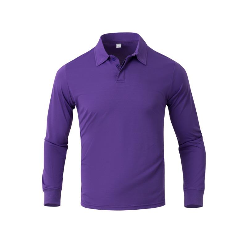 Mens Long Sleeve Casual Solid Color Polo Shirt Plus Size
