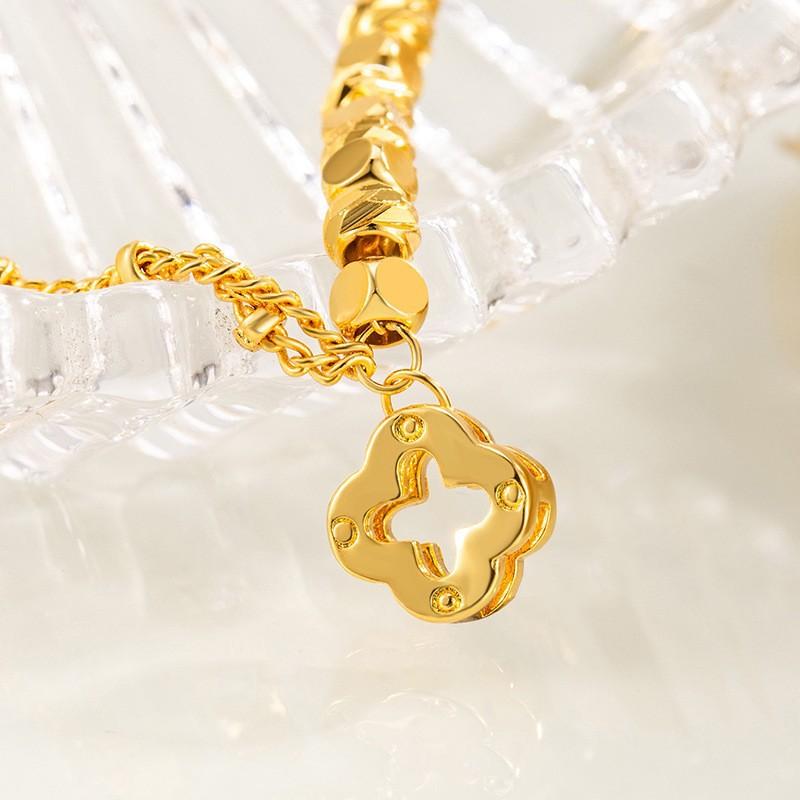 Jumping Di Super Sparkling Broken Silver Clover Double Layer Bracelet for Women, Exquisite Temperament, Fashionable and Versatile Handjewelry