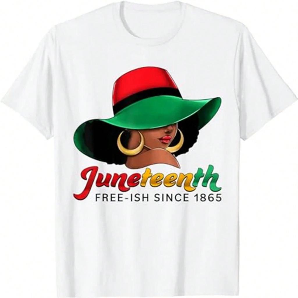 Juneteenth Shirts Women Celebrating Freedom Day 1865 T-Shirt Stylish Graphic Crew Neck T-Shirt Comfy unisex Short Sleeved Top