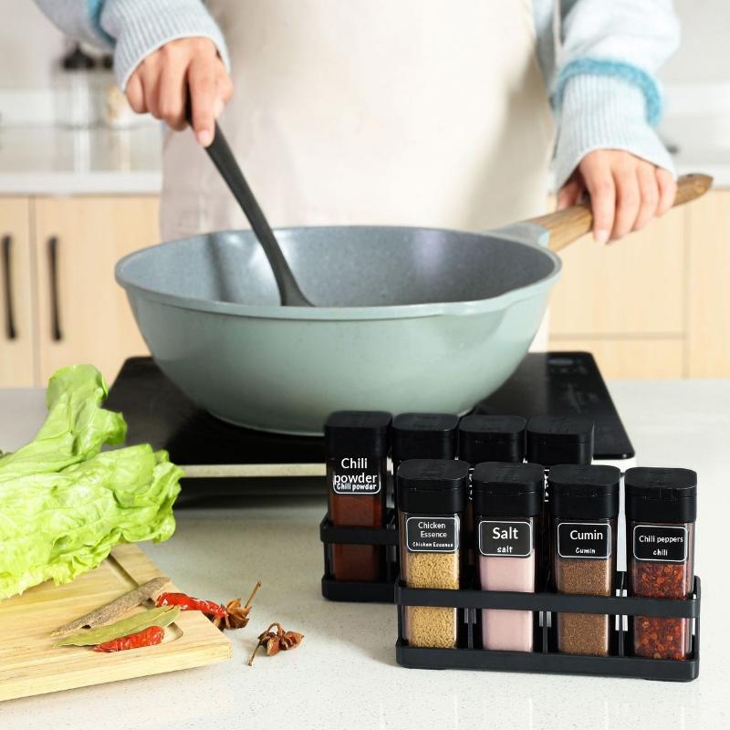 Spice Organizer Set 4-In-1 - Stackable Kitchen Bottles, Airtight Lids For Salt Pepper Baking,Countertop Space Saver Jars