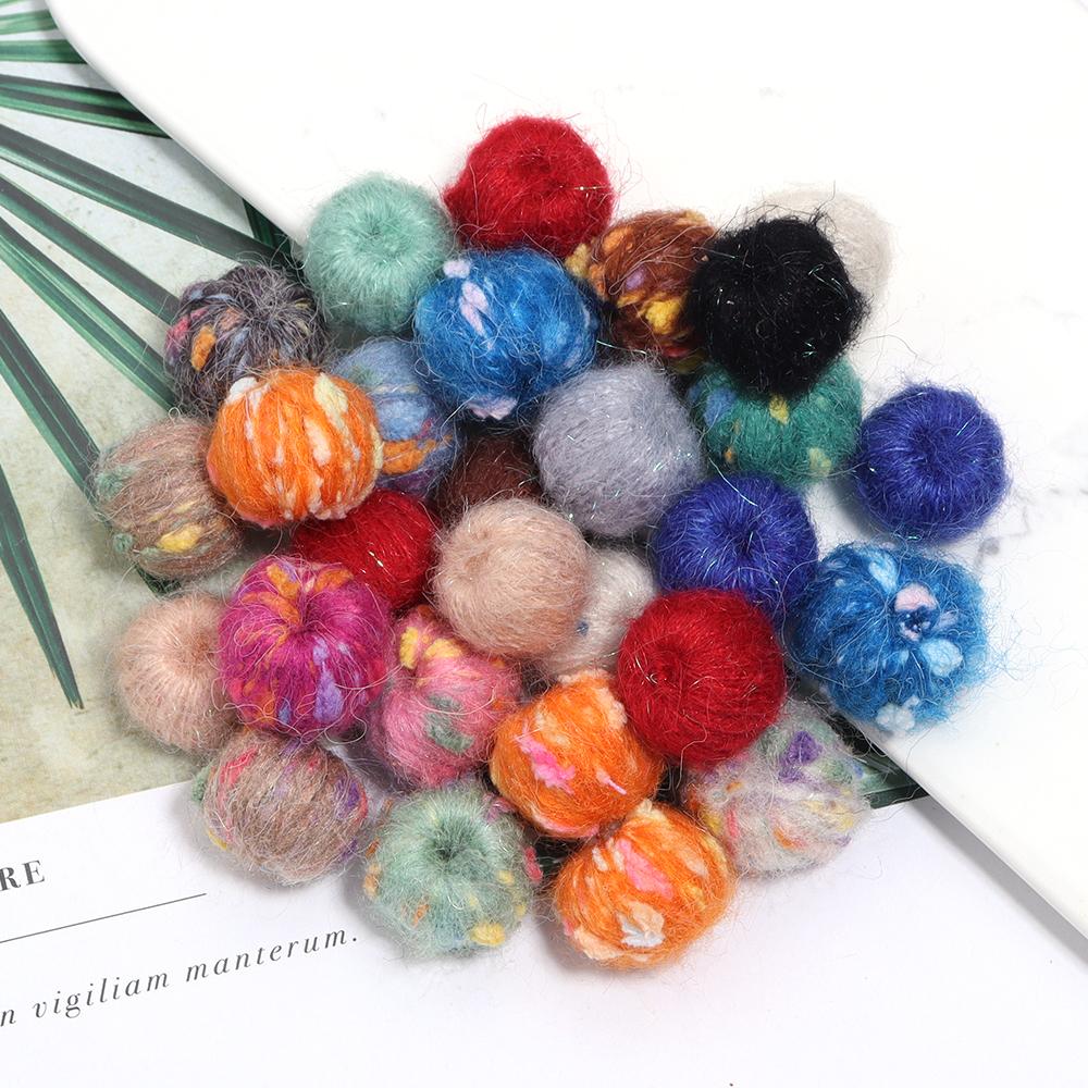 10pcs Plush Mohair Ball Beads Colorful Soft Pompom Beads For DIY Jewelry Making Handmade Clothing Earrings Decor Accessories