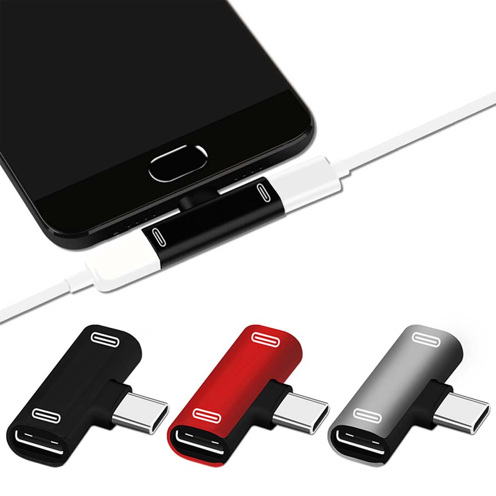 2 In 1 Dual Type C Charger Type C Headphone Converter Audio Cable Charger Adapter Type-C Adapter