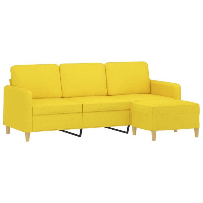 VidaXL 3-seater Sofa with Footrest Light Yellow 180 Cm Fabric 3201197