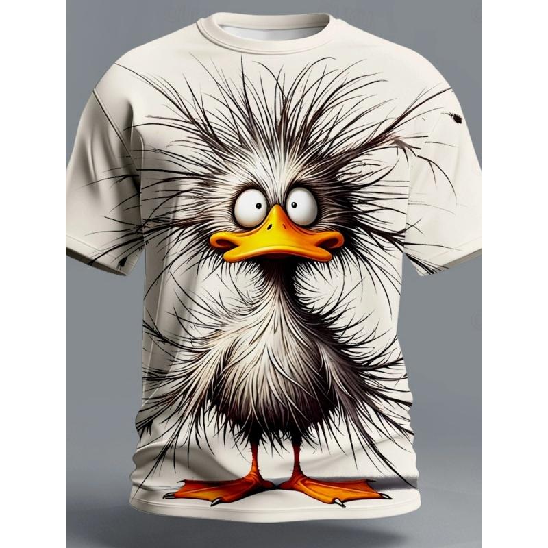 Fun Duck 3D Printed T-shirt Men s Cute Animal Pattern Top Summer Fashion Loose Short Sleeve Round Neck Street Wear XS