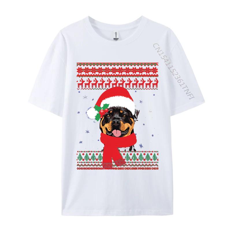 Graphic T Shirts Men Cotton Ugly Christmas Rottweiler Santa Hat Tshirt Mens Tshirt Premium Quality Unique Art Tees