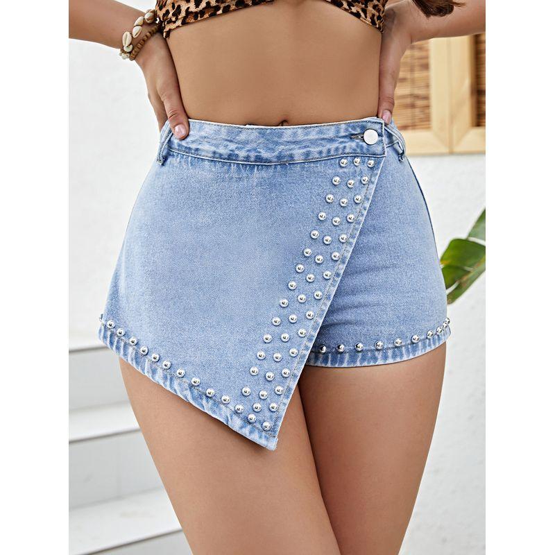 

Нестандартные джинсы с высокой талией и облегающего кроя Нестандартный силуэт из денима с высокой талией Light wash blue XL