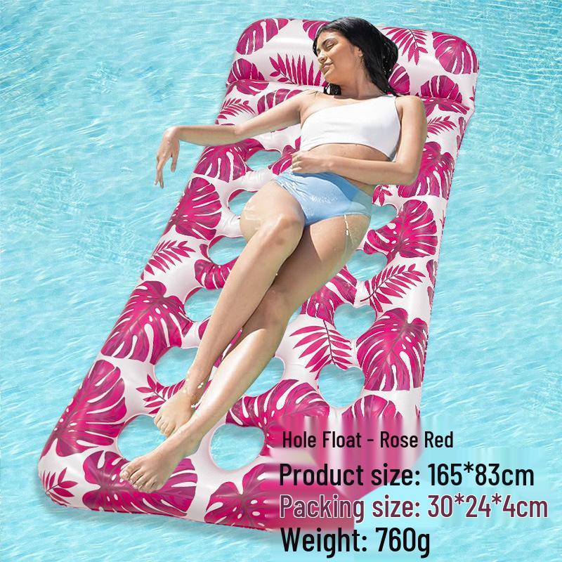Inflatable PVC Float Recliner: Foldable Striped Swimming Bed