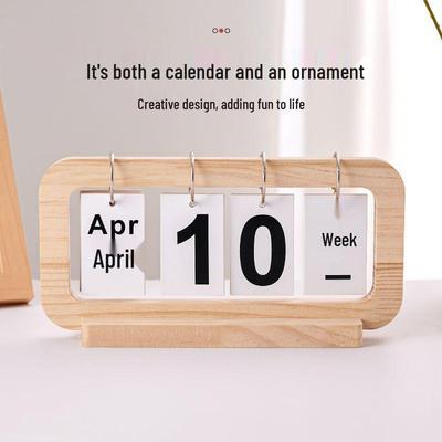 Retro Holz Klappseiten Schreibtischkalender Dekoration für Schlafzimmer oder Wohnzimmer