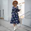 New Women's Fall 2025 Long Sleeve Flower Print Dress
