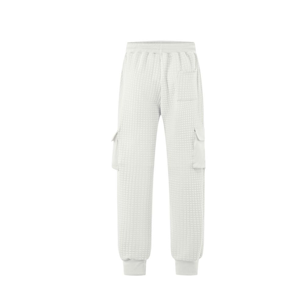 New Men's Sports Thick Multi Pocket Jacquard Small Square Casual Work Pants Men Clothing Streetwear Men Cargo Pants