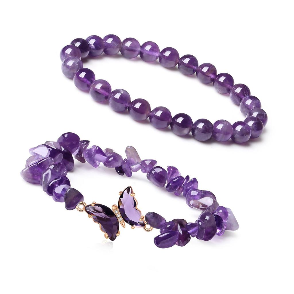 Trendigt Kristallsfjärilsarmband Unikt Kristallsfjärilsarmband med Naturstenspärlor för Modeälskare