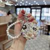 Korean Style Diamond Round Mirror Keychain: Folding Glass Charm for Bags & Cars