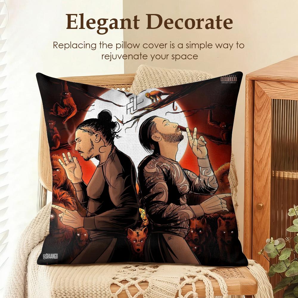 Rapper PPNL Cushion Cover Natural Linen Organic Fabric DoubleSided Printing Sofa Home Decor Gift Pillow Case