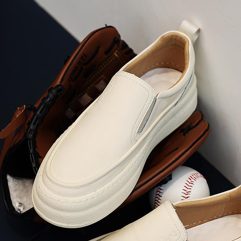 Board Shoes Men's 2025 Autumn and Winter New Thick-soled Fashion Casual Men's Shoes Genuine Leather One-pedal Lazy School Style Little White Shoes