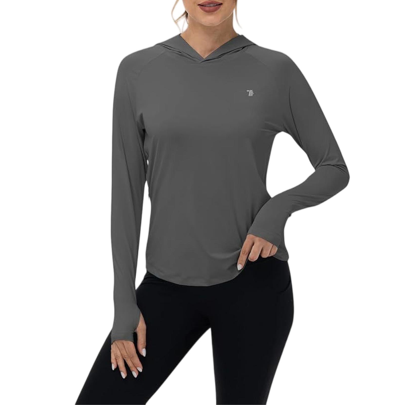 Women s Lightweight Hooded Long Sleeve Top UV Protection Outdoor Activewear Stretchy Breathable Fabric Casual Fit XL