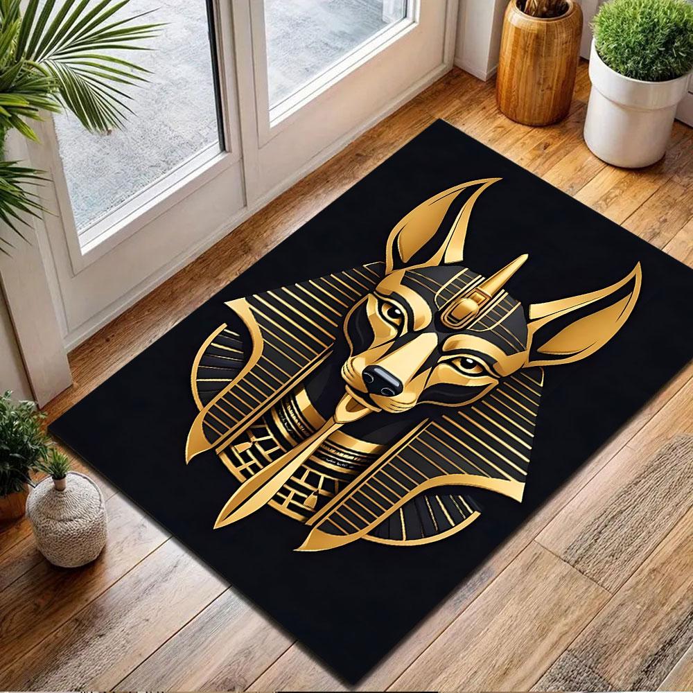 Pharaoh Anubis Design Rug Patterned carpet, non slip mat suitable for living room and bedroom sofas