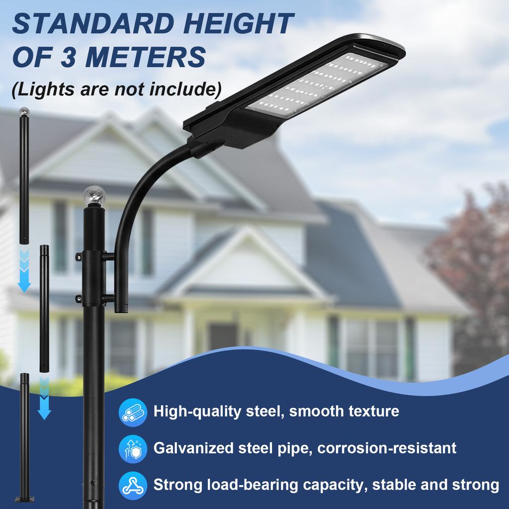 10Ft Tall Heavy Duty Street Lamp Post Weather-Resistant Heavy-Duty Street Light Poles for Landscape & Pathway Outdoor Lighting