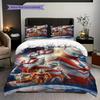 Three-piece cartoon Ultraman Tiga printed bedding set,(1*Duvet Cover + 2*Pillowcase, Without Core) suitable for bedroom use.